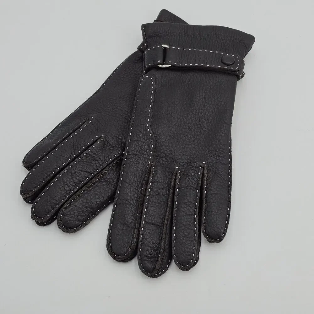Womens Ladies Brown Leather Driving Gloves Size 7.5